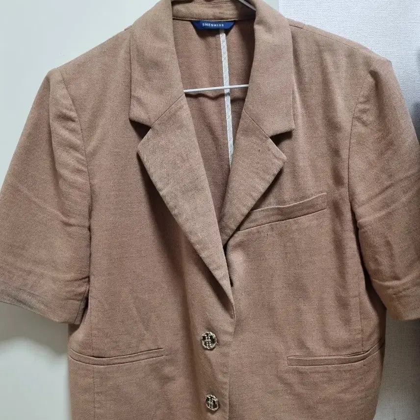 [BUNJANG] She's Miss Short Sleeve Cropped Jacket Brown Size 55 / 쉬즈미스 반팔 숏자켓 브라운55