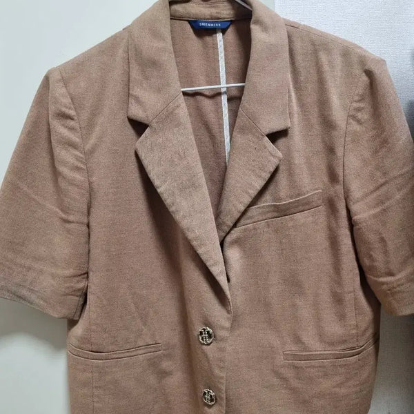 [BUNJANG] She's Miss Short Sleeve Cropped Jacket Brown Size 55 / 쉬즈미스 반팔 숏자켓 브라운55