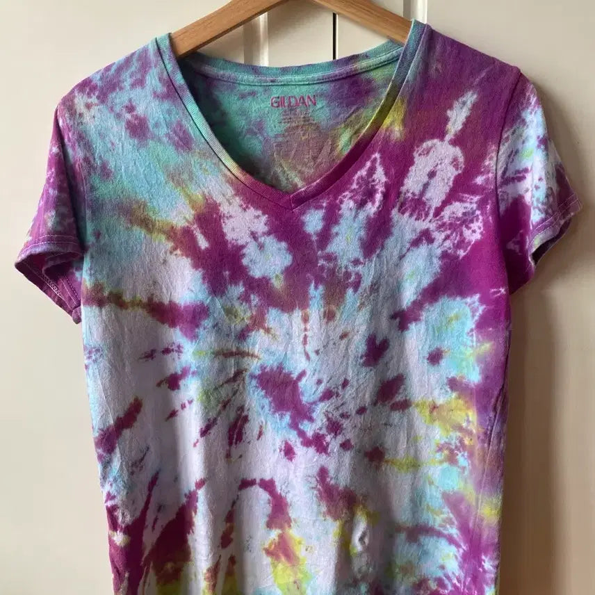 [BUNJANG] Gildan Tie-Dye T-Shirt Pink/Blue/Yellow / Gildan 타이 다이 반팔 티셔츠 핑크/블루/옐로우
