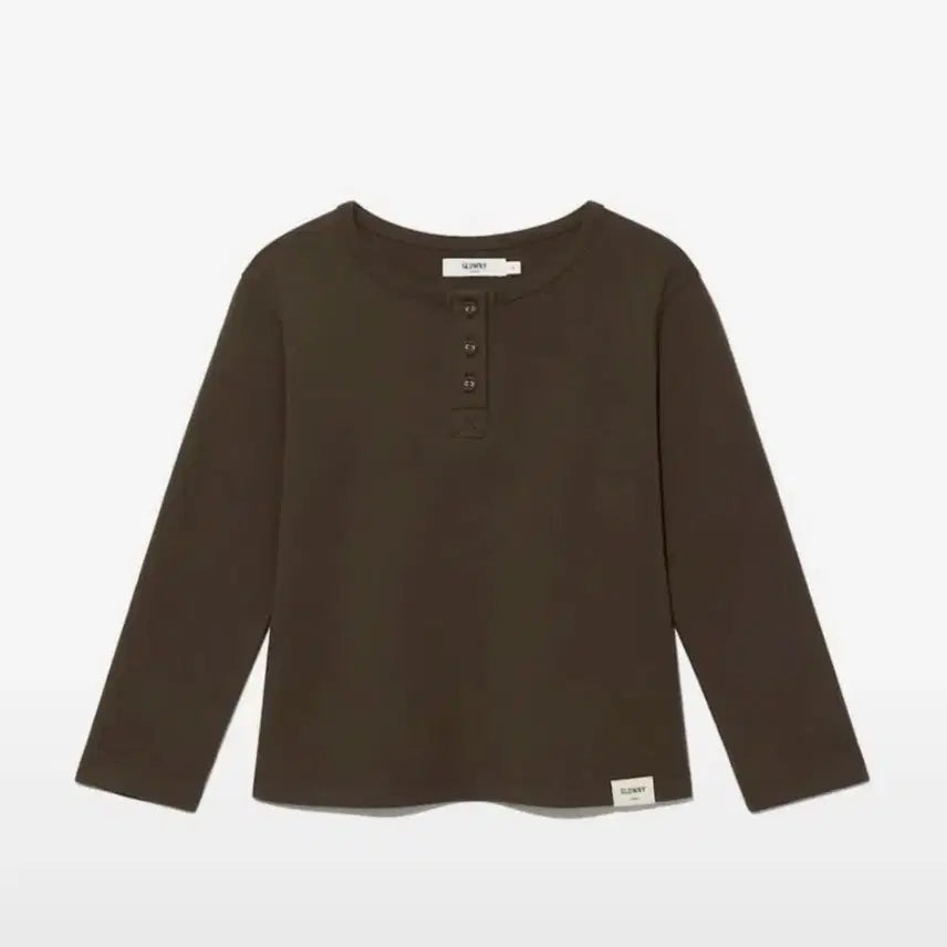 [BUNJANG] Gloni 3/4 Button Fly Tee Choco M / 글로니 3/4 버튼 플라이 티 초코 M