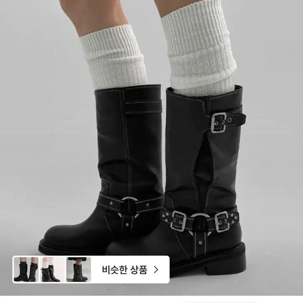 [BUNJANG] Black Up Difrom Biker Buckle Mid Boots / 블랙업 디프롬 바이커 버클 미들부츠