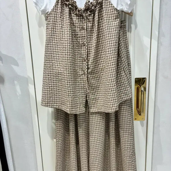 [BUNJANG] Check Pattern Frill Bustier Set / 체크 패턴 프릴 뷔스티에 세트