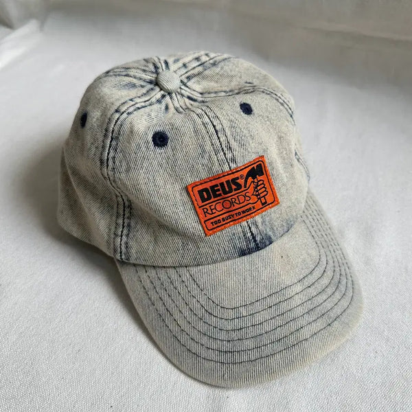 [BUNJANG] Deus Ex Machina Records Washed Denim Ball Cap / 데우스 레코즈 워시드 데님 볼캡