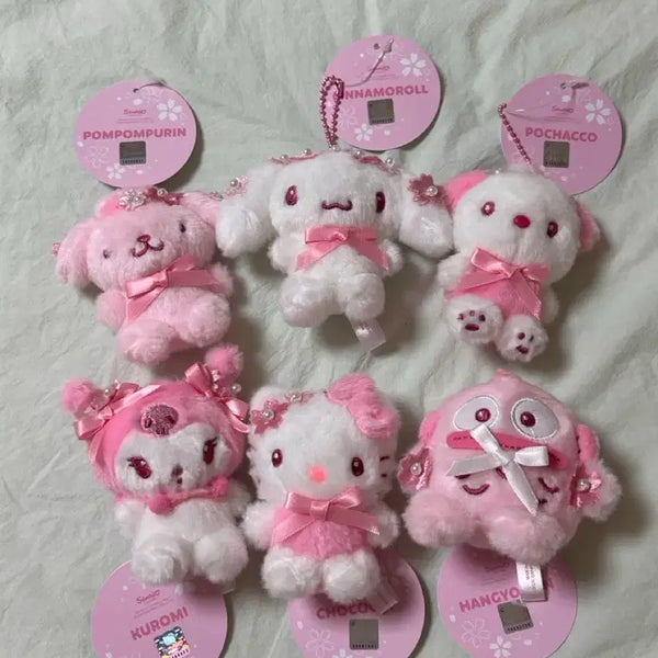[BUNJANG] Sanrio Pink Tone Plush Keyring Set / 산리오 핑크톤 인형 키링 세트