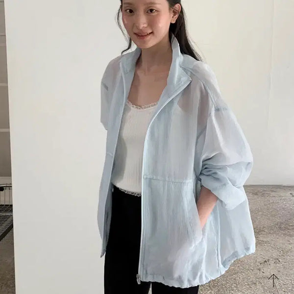 [BUNJANG] Soiree Sheer Windbreaker Sky Blue / 쏘이르 시어 윈드브레이커 스카이블루