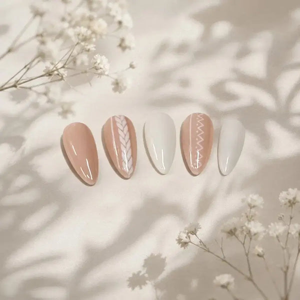 [BUNJANG] Handmade Nail Tips - Cozy Knit Pattern / 수제 네일팁