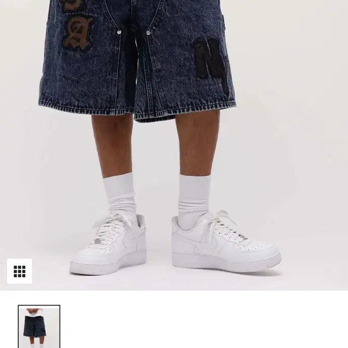 [BUNJANG] AVIREX Leather Patch Denim Carpenter Shorts / [L][새상품] AVIREX 레더 패치 데님 반바지