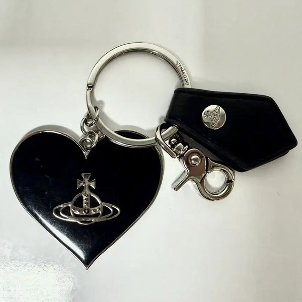 [BUNJANG] Vivienne Westwood Mirror Heart Orb Keyring - Black / [정품] 비비안 웨스트우드 하트 키링