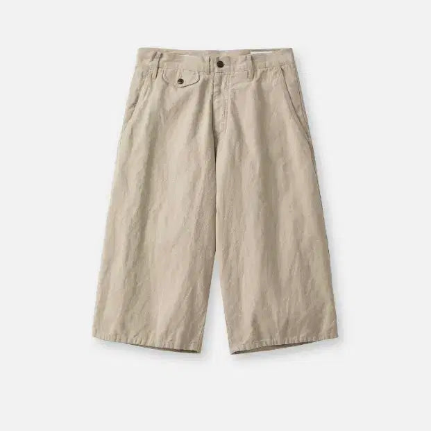 [BUNJANG] 1YEARSAGO Washed Linen Cotton Wide Shorts Oyster / [1]이얼즈어고 워싱 린넨 코튼 와이드 쇼츠 오이스터
