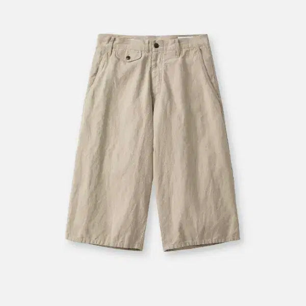 [BUNJANG] 1YEARSAGO Washed Linen Cotton Wide Shorts Oyster / [1]이얼즈어고 워싱 린넨 코튼 와이드 쇼츠 오이스터