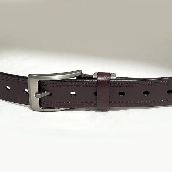 [BUNJANG] Gapachi Brown Full Grain Leather Belt with All Perforation / (무배)가파치 올타공 브라운 통가죽벨트