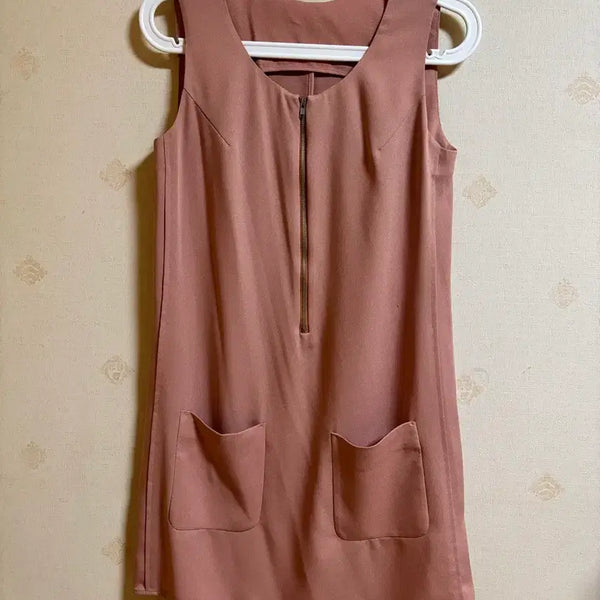 [BUNJANG] Coral Pink Sleeveless Pocket Blouse Dress / 코랄 핑크 민소매 포켓 블라우스 원피스