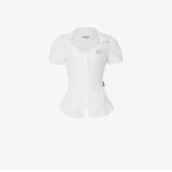 [BUNJANG] Newearlin Logo Emblem Lace Shirt (White) / 뉴얼린 로고 엠블럼 레이스 셔츠 (화이트)