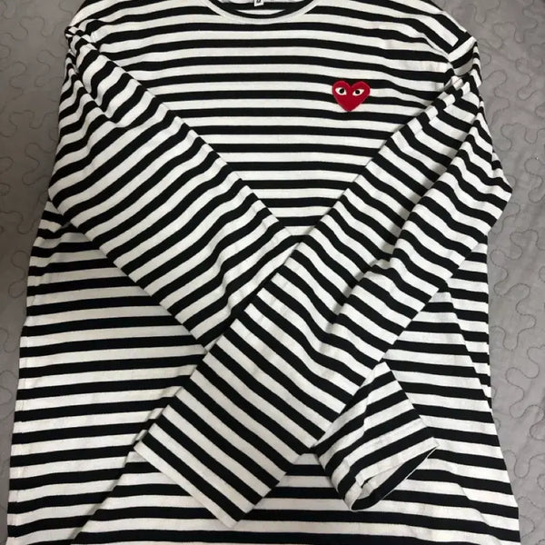 [BUNJANG] Comme des Garçons Stripe Long Sleeve T-Shirt & Black Short Sleeve T-Shirt / 꼼데가르송 롱슬리브 스트라이프+꼼데가르송 반팔(네고가능)