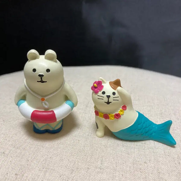 [BUNJANG] Decole Polar Bear Tube & Calico Cat Mermaid Figures / 데꼴 백곰 튜브 + 삼색고양이 인어
