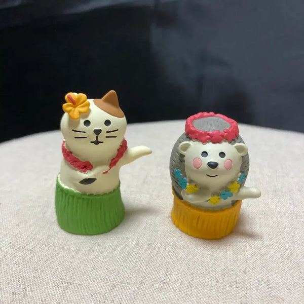 [BUNJANG] Decole Calico Cat Hula Dancer & Hedgehog Hula Dancer Set / 데꼴 삼색고양이 훌라댄스 + 고슴도치 훌라댄스