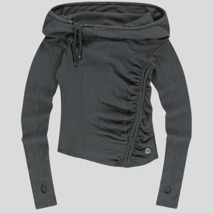[BUNJANG] Koiseo Shirring Hoodie Charcoal / 코이세이오셔링후디 챠콜