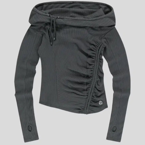 [BUNJANG] Koiseo Shirring Hoodie Charcoal / 코이세이오셔링후디 챠콜