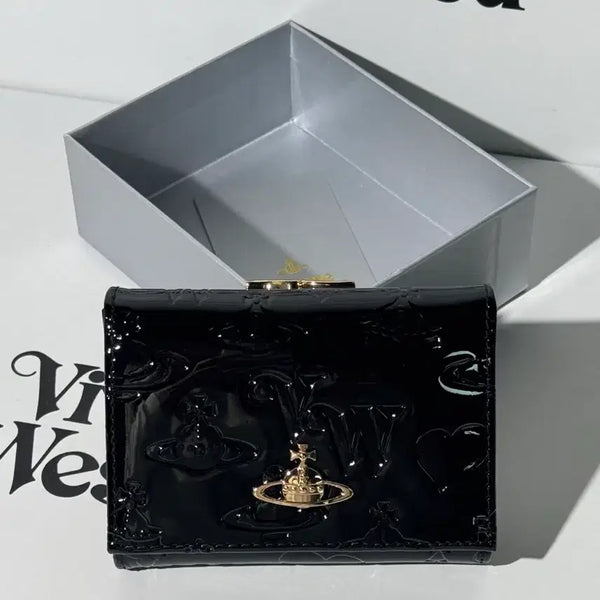 [BUNJANG] Vivienne Westwood Enamel Logo Three-Fold Wallet Black / 비비안웨스트우드 에나멜 로고 삼단 지갑 블랙