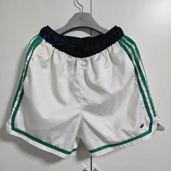 [BUNJANG] Adidas Three-Stripes Shorts White/Green M / 아디다스 화이트 그린 삼선 숏팬츠 M