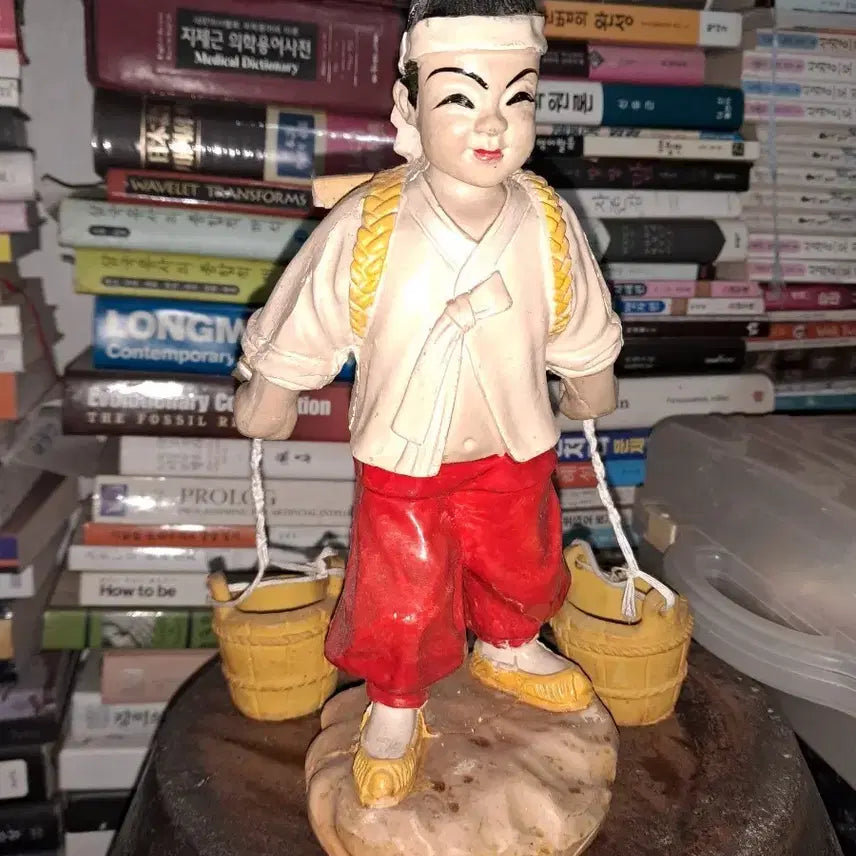 [BUNJANG] Vintage Korean Traditional Boy Doll with Water Bucket Ornament / 빈티지골동품높이20전통희귀품 인형 남자아이 물동이 장식품