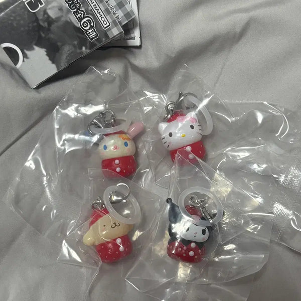 [BUNJANG] Sanrio Characters (Usahana, Hello Kitty, Pompompurin, Kuromi) Strawberry Gacha / 우사하나 헬로키티 폼폼푸린 쿠로미 딸기 메지루시 가챠