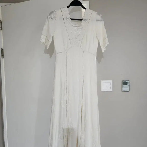 [BUNJANG] White Lace Long Dress / 수입원피스 화이트 원피스 레이스 롱 원피스
