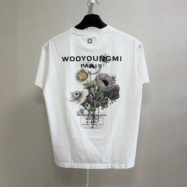 [BUNJANG] WooYoungMi Flower T-Shirt White Size 46 / [46/발색O] 우영미 플라워 반팔티 화이트