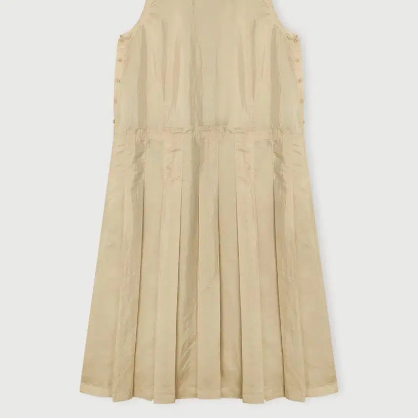 [BUNJANG] Ethos Rounded Neck Pleats Long Dress Beige / 에토스 ROUNDED NECK PLEATS DRESS