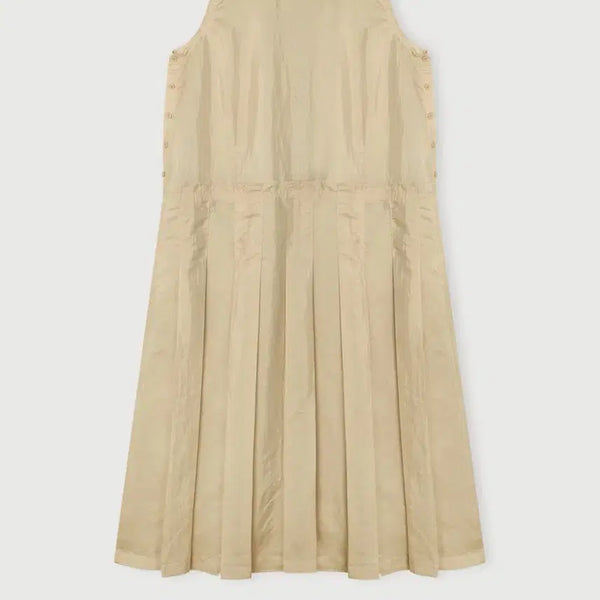 [BUNJANG] Ethos Rounded Neck Pleats Long Dress Beige / 에토스 ROUNDED NECK PLEATS DRESS