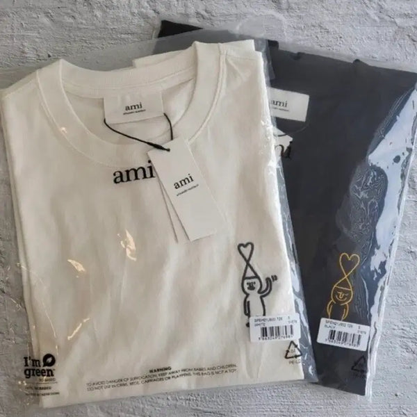 [BUNJANG] AMI x Julien Collaboration Short-Sleeve T-Shirt (Black/White) / 정품)새상품 아미x장줄리앙 반팔 블랙&화이트 남녀공용