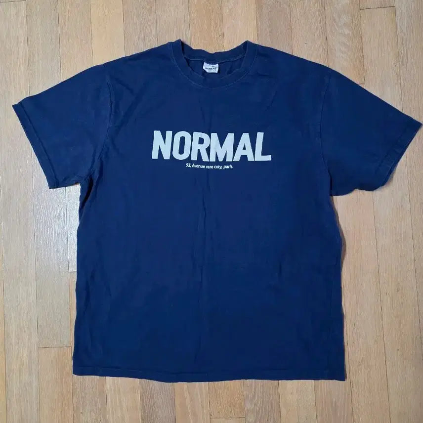 [BUNJANG] NORMAL Print Navy Short Sleeve T-Shirt (M) / NORMAL 프린트 네이비 반팔 티셔츠 M