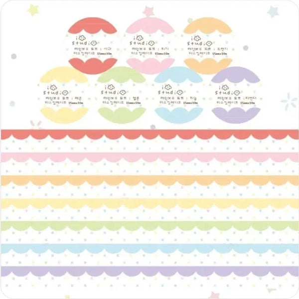[BUNJANG] IO Studio Rainbow Dot Masking Tape Set (7 Types) / 아이오스튜디오 레인보우 도트 마테띵 7종