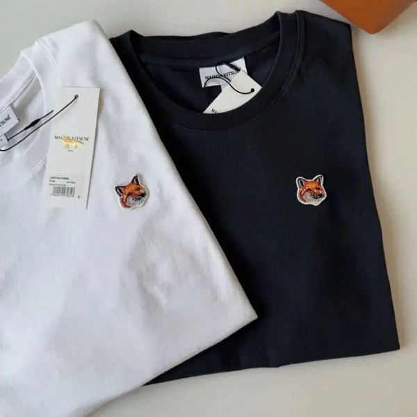 [BUNJANG] Maison Kitsuné Yellow Fox Head Regular Fit T-Shirt / 정품)새상품 메종키츠네 라운드 반팔 옐로우폭스헤드 블랙&화이트