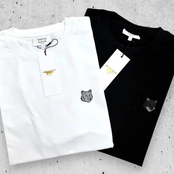 [BUNJANG] Maison Kitsuné Grey Fox Round Short Sleeve T-Shirt Black & White / QR정품)메종키츠네 그레이폭스 라운드 반팔 블랙&화이트