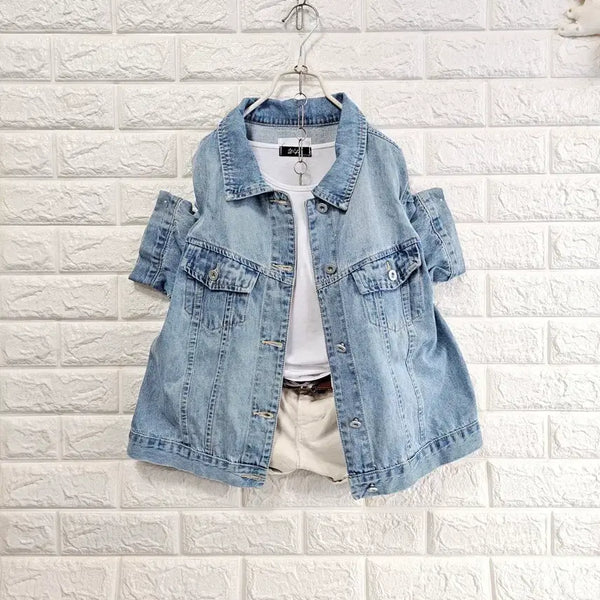 [BUNJANG] Romi Story Denim Short Sleeve Jacket / 긔연반소매 청자켓