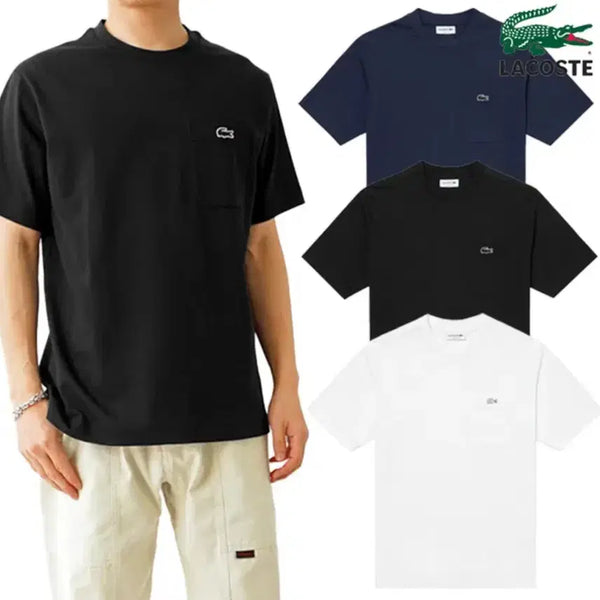 [BUNJANG] Lacoste Pocket T-Shirt Unisex / 정품)새상품 라코스테 포켓 반팔티셔츠 남녀공용 블랙&네이비&화이트