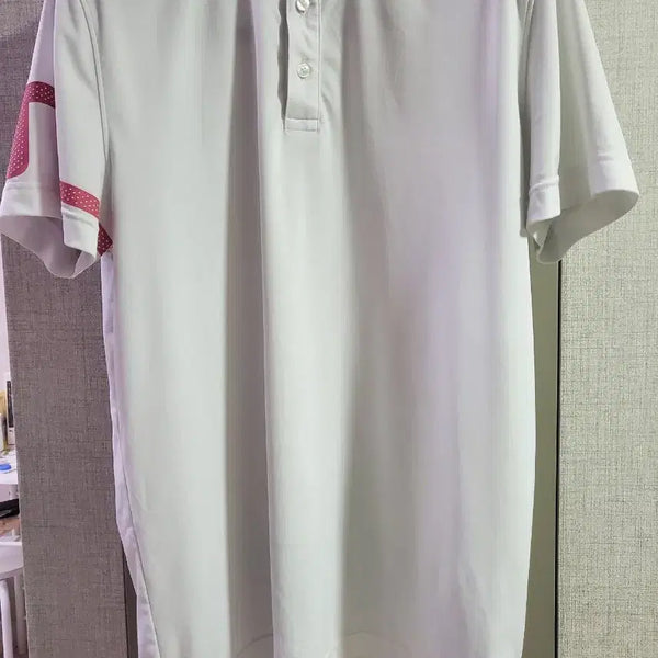 [BUNJANG] J.Lindeberg Golf Men's Kariti White Pink Logo Polo Shirt L / 제이린드버그 골프 남성 카리티 L