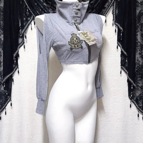 [BUNJANG] D.I.A. Hynex Cropped Cut-out Top Punk Y2K 00s / d.i.a 다이아 오네갸루 하이넥 크롭 트임 탑 펑크 y2k 00 와투케