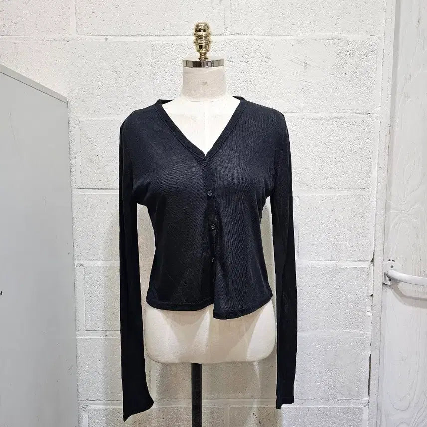 [BUNJANG] See-Through Cardigan Long Sleeve - Black / 시스루 가디건 긴팔- 블랙
