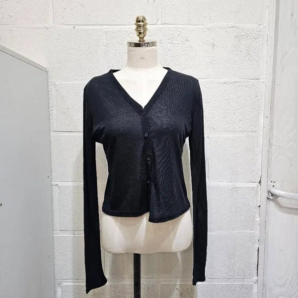[BUNJANG] See-Through Cardigan Long Sleeve - Black / 시스루 가디건 긴팔- 블랙