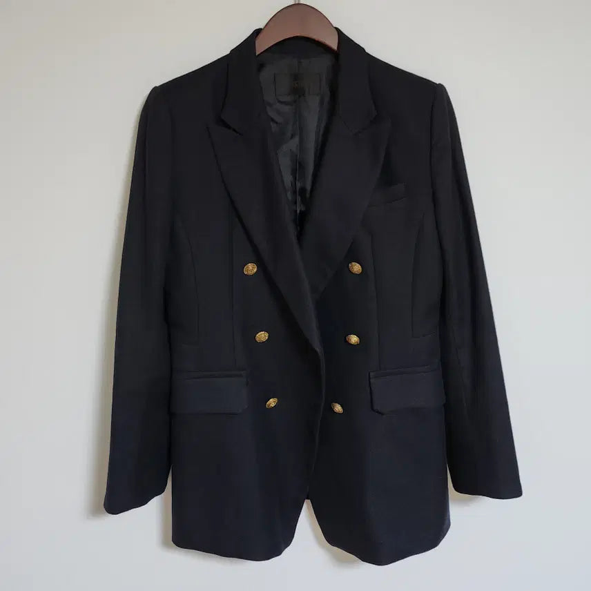 [BUNJANG] System Homme Navy Gold Button Semi Long Coat Women's Size 88 / 시스템옴므 코트 금장 단추 네이비 여자 여성 WI1606 [88]