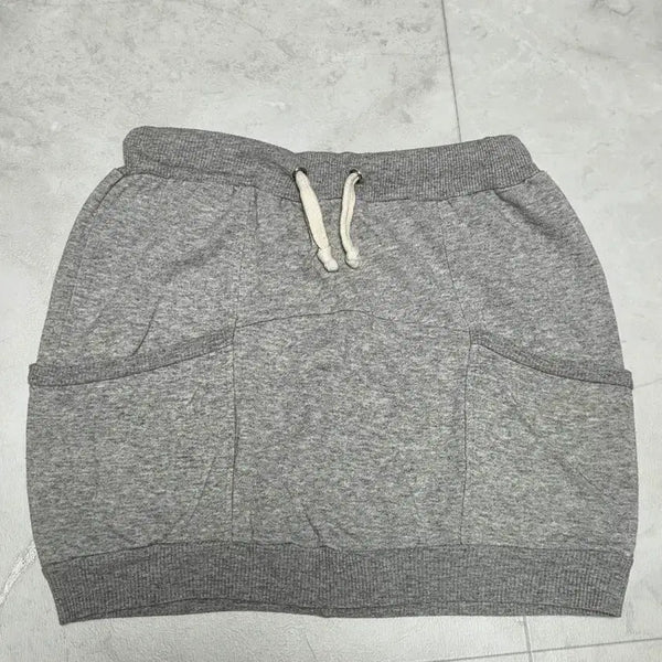 [BUNJANG] Gray Mini Skirt with Elastic Waistband / 그레이 미니스커트 고무줄치마