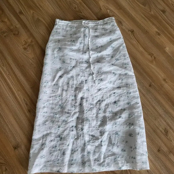 [BUNJANG] White Floral Long Skirt / 화이트 플로럴 롱 스커트