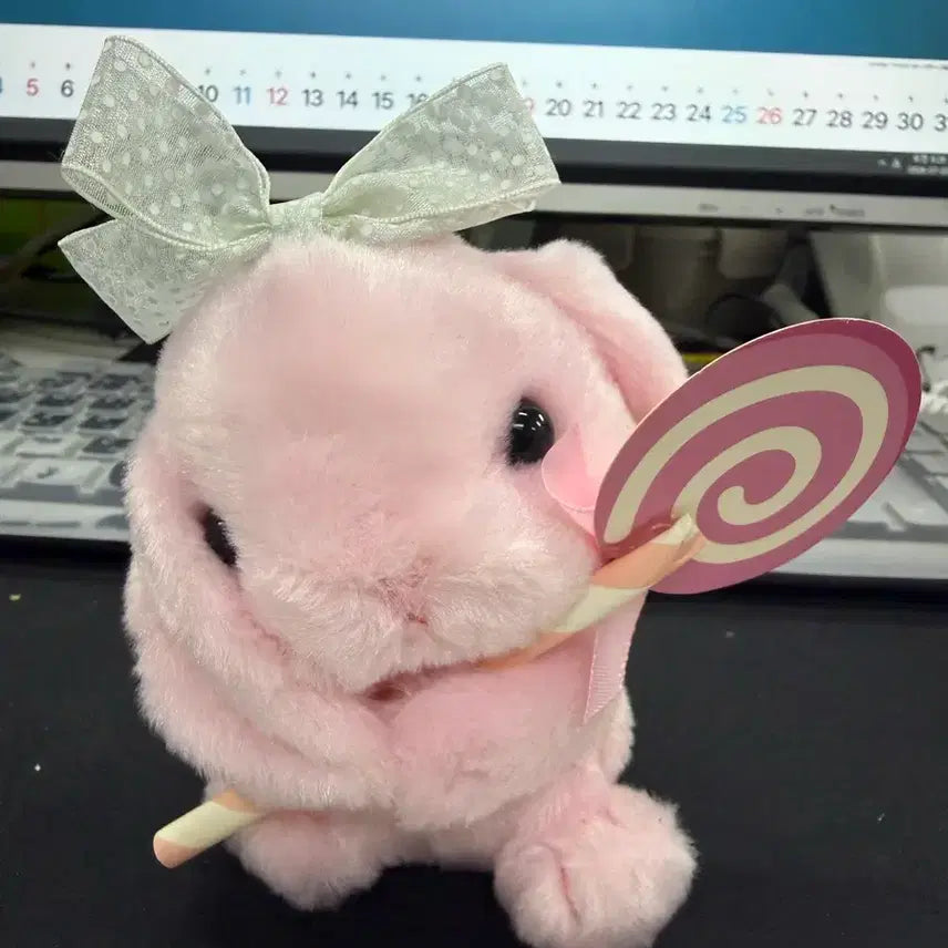 [BUNJANG] Lotpy Pink MamiPyong Mascot Rabbit Plush Keychain / 롯삐 키링 분홍색 미미뿅 마스코트 일본정품 토끼인형