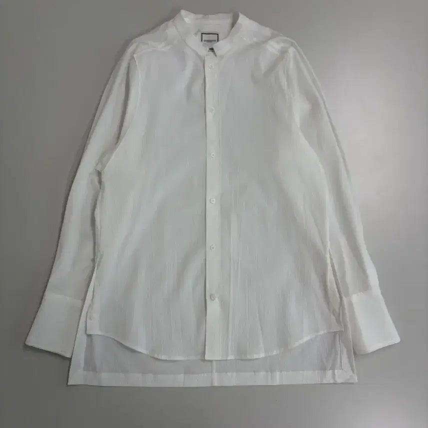 [BUNJANG] Wooyoungmi White Crinkle Sheer Band Collar Shirt / [정품] 우영미 화이트 크링클 시어 밴드칼라 셔츠