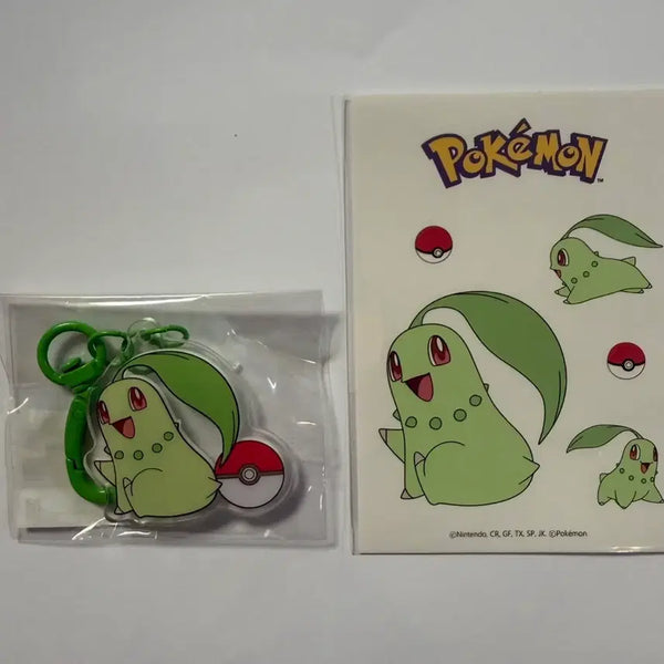 [BUNJANG] Pokemon Chikorita Acrylic Keychain + Sticker Set / 포켓몬 치코리타 아크릴 키링 + 스티커 세트