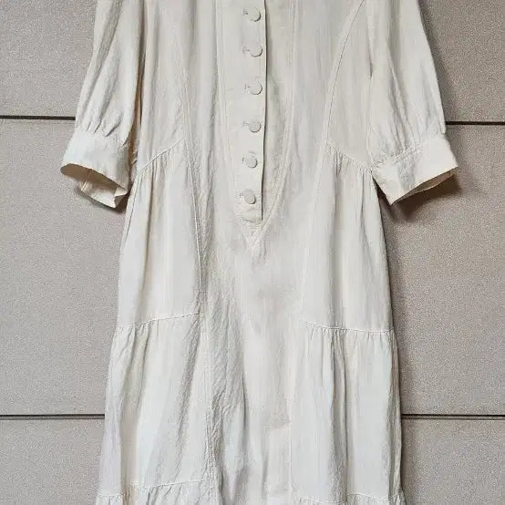 [BUNJANG] Karl Lagerfeld Ivory Pleated Button Detail Long Dress / 칼 라거펠트 원피스 아이보리