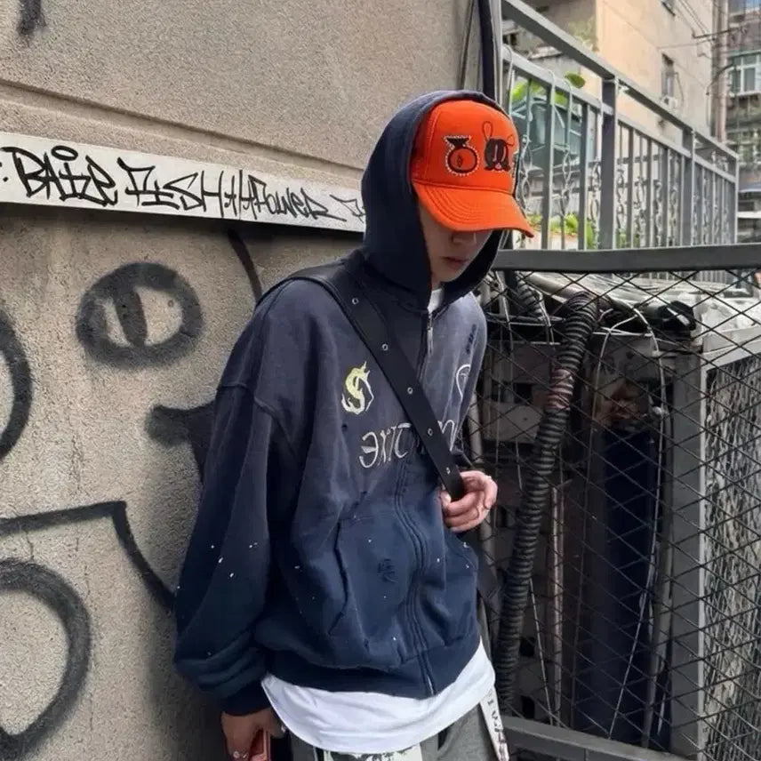 [BUNJANG] Skoloct Cubic Embellished Orange Snapback / Skoloct 큐빅장식 오렌지컬러 스냅백