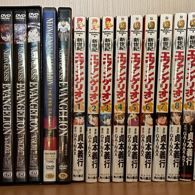 [BUNJANG] Neon Genesis Evangelion Manga Complete Set, Anime DVD Set, and Theatrical Version DVDs / 에반게리온 만화책 + 애니메이션 dvd + 극장판 dvd